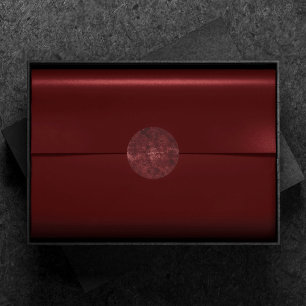 Sticker Rond Velvety Henna Damask   Grunge rouge