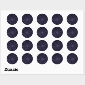 Sticker Rond Velvety Midnight Damask | Indigo Purple Grunge (Feuille)
