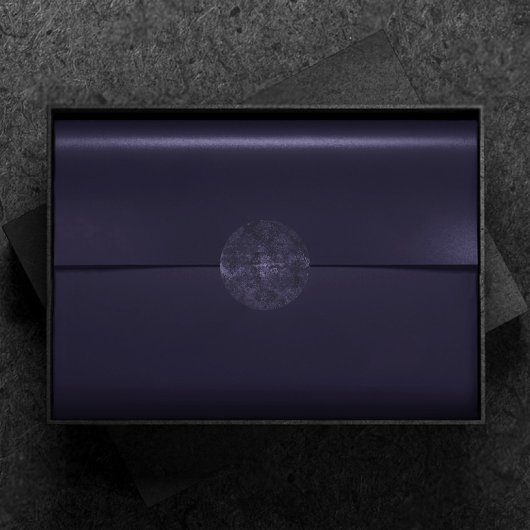 Sticker Rond Velvety Midnight Damask | Indigo Purple Grunge