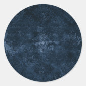 Sticker Rond Velvety Navy Damask | Bleu foncé Grunge Baroque (Devant)
