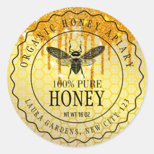 Sticker Rond Vendeur d'abeilles d'or Lecteurs de miel Apiariste