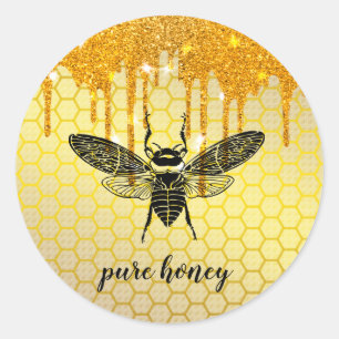 Sticker Rond Vendeur d'abeilles d'or Lecteurs de miel Apiariste