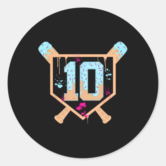 Sticker Rond Vendre 10 Ans Crème de glace Drip 10e anniversaire (Devant)