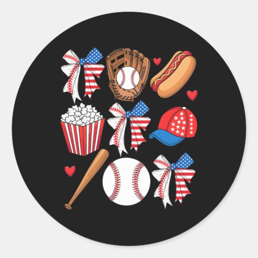 Sticker Rond Vendre 4 juillet Coquette Bow Femmes Filles Vendre (Devant)