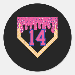 Sticker Rond Vendre Accueil Plate Ice Cream Drip 14th Birthday