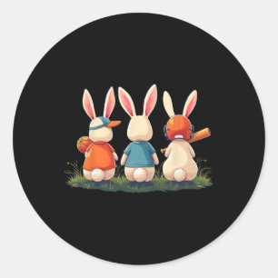 Sticker Rond Vendre de beaux Bunnies de sports de Pâques Sketll
