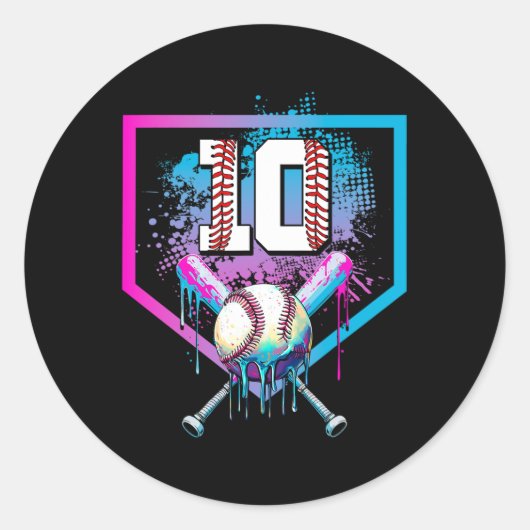 Sticker Rond Vendre Drip 10e anniversaire Accueil Plaque Garçon (Devant)