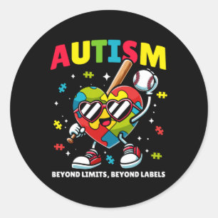 Sticker Rond Vendre un cœur de puzzle coloré pour la sensibilis