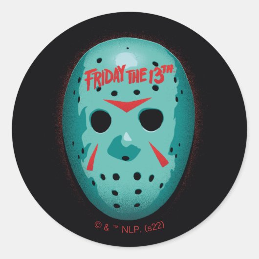 Sticker Rond Vendredi 13 | Graphique de masque de hockey bleu (Devant)