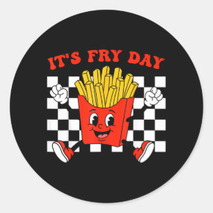 Sticker Rond Vendredi de frites drôles snack frites fast-food