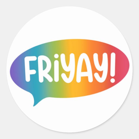 Sticker Rond Vendredi Week-end Rainbow Modern Simple (Devant)