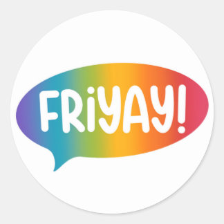 Sticker Rond Vendredi Week-end Rainbow Modern Simple