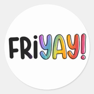 Sticker Rond Vendredi Week-end Rainbow Modern Simple