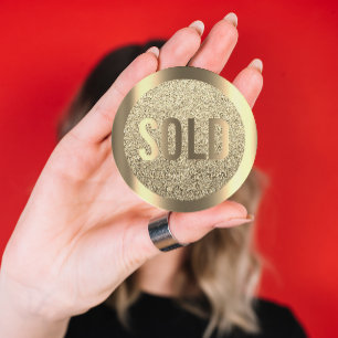 Sticker Rond Vendu agent immobilier d'or de Faux de sépia de