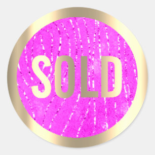 Sticker Rond Vendu Gold Pink Fuchsia Lux Estate Agent