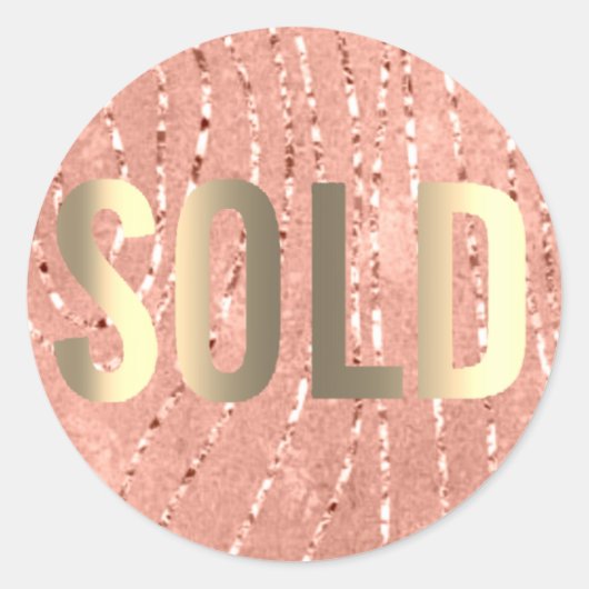 Sticker Rond Vendu Parties scintillant Blush Faux Gold Agent im (Devant)