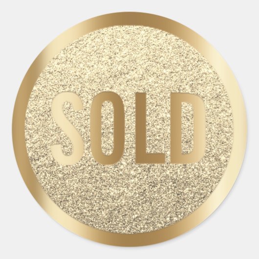Sticker Rond Vendu Parties scintillant Sepia Lux Gold Agent imm (Devant)
