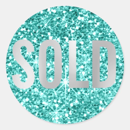 Sticker Rond Vendu Parties scintillant Silver Grey Agent immobi (Devant)