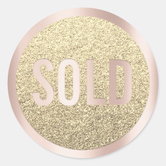 Sticker Rond Vendu Parties scintillant Silver RoseGold Agent im (Devant)