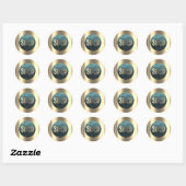 Sticker Rond Vendu Parties scintillant Turquoise Agent immobili (Feuille)