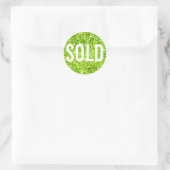 Sticker Rond Vendu Parties scintillant vert blanc agent immobil (Sac)
