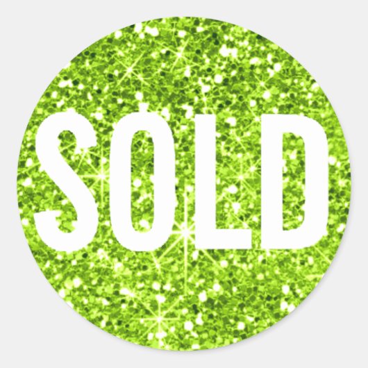 Sticker Rond Vendu Parties scintillant vert blanc agent immobil (Devant)