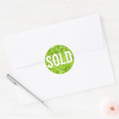 Sticker Rond Vendu Parties scintillant vert blanc agent immobil (Enveloppe)