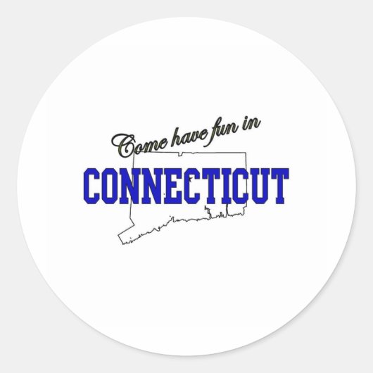 Sticker Rond Venez vous amuser dans le Connecticut (Devant)