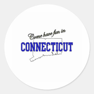 Sticker Rond Venez vous amuser dans le Connecticut
