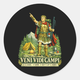 Sticker Rond Veni Vidi Cam Drôle Camng Soldat Romain Latin