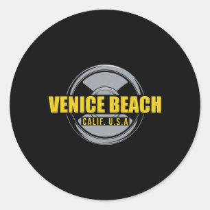 Sticker Rond Venice Beach Californie Salle De Sport Usa Bodybui