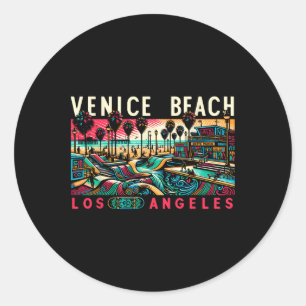 Sticker Rond Venice Beach Los Angeles Travel Summer Family Vaca