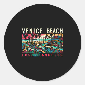 Sticker Rond Venice Beach Los Angeles Travel Summer Family Vaca