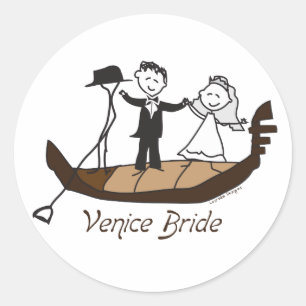 Sticker Rond Venise Italie Mariée