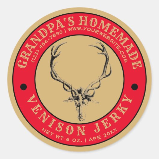 Sticker Rond Venison Jerky Modèle maison (Devant)