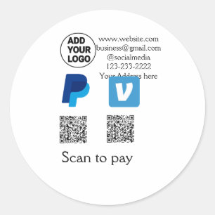 Sticker Rond Venmo paypal scan pour payer ajouter q r code logo