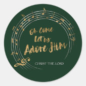 Sticker Rond VENONS ADORONS Christian Christmas Hymn Green (Devant)