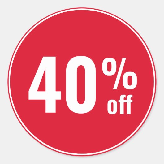 Sticker Rond Vente avec 40 pour cent de réduction (Devant)