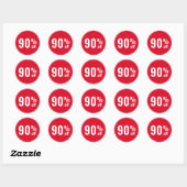 Sticker Rond Vente avec 90 pour cent de réduction (Feuille)