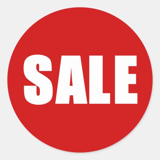 Sticker Rond Vente Fond Rouge (Devant)