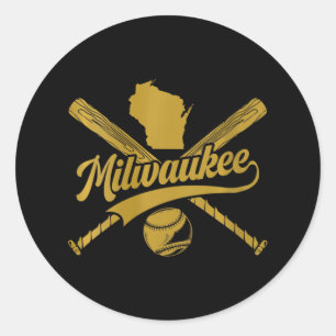Sticker Rond Ventilateur de baseball féminin Milwaukee V-neck