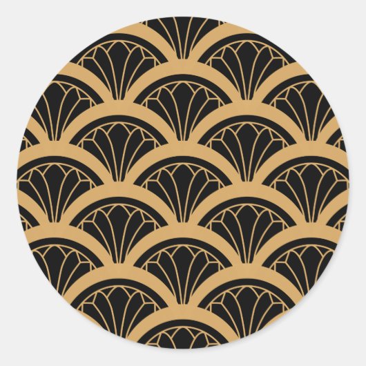 Sticker Rond Ventilateur or et noir Art déco Motif (Devant)