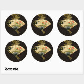 Sticker Rond Ventilateur oriental criblé au design floral (Feuille)