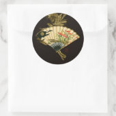 Sticker Rond Ventilateur oriental criblé au design floral (Sac)