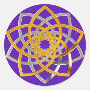 Sticker Rond Venusblume Duo Gold Silver   violet
