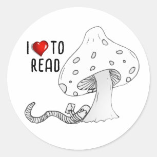 Sticker Rond Ver de terre sous un champignon