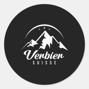 Sticker Rond Verbier Suisse Station de ski Ski Snowboard