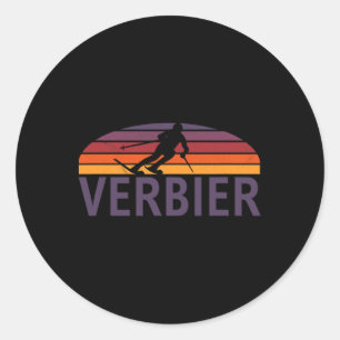 Sticker Rond Verbier Swiss Suisse Station de ski Snowboard