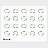 Sticker Rond Verdure Aquarelle Foliage Mariage Merci (Feuille)