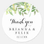 Sticker Rond Verdure Botanique Merci Mariage Faveur (Devant)